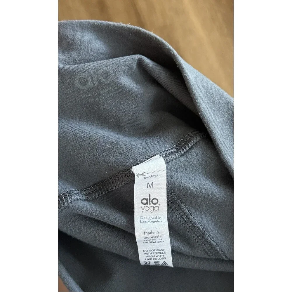 Alo Yoga High-Waist Airbrush Legging in Anthracite Gray Full Length Size Medium